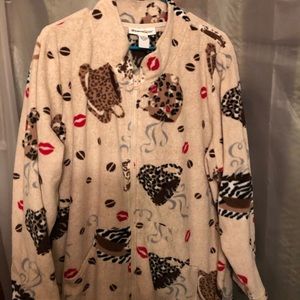 Fun Coffee Print Fleece Robe